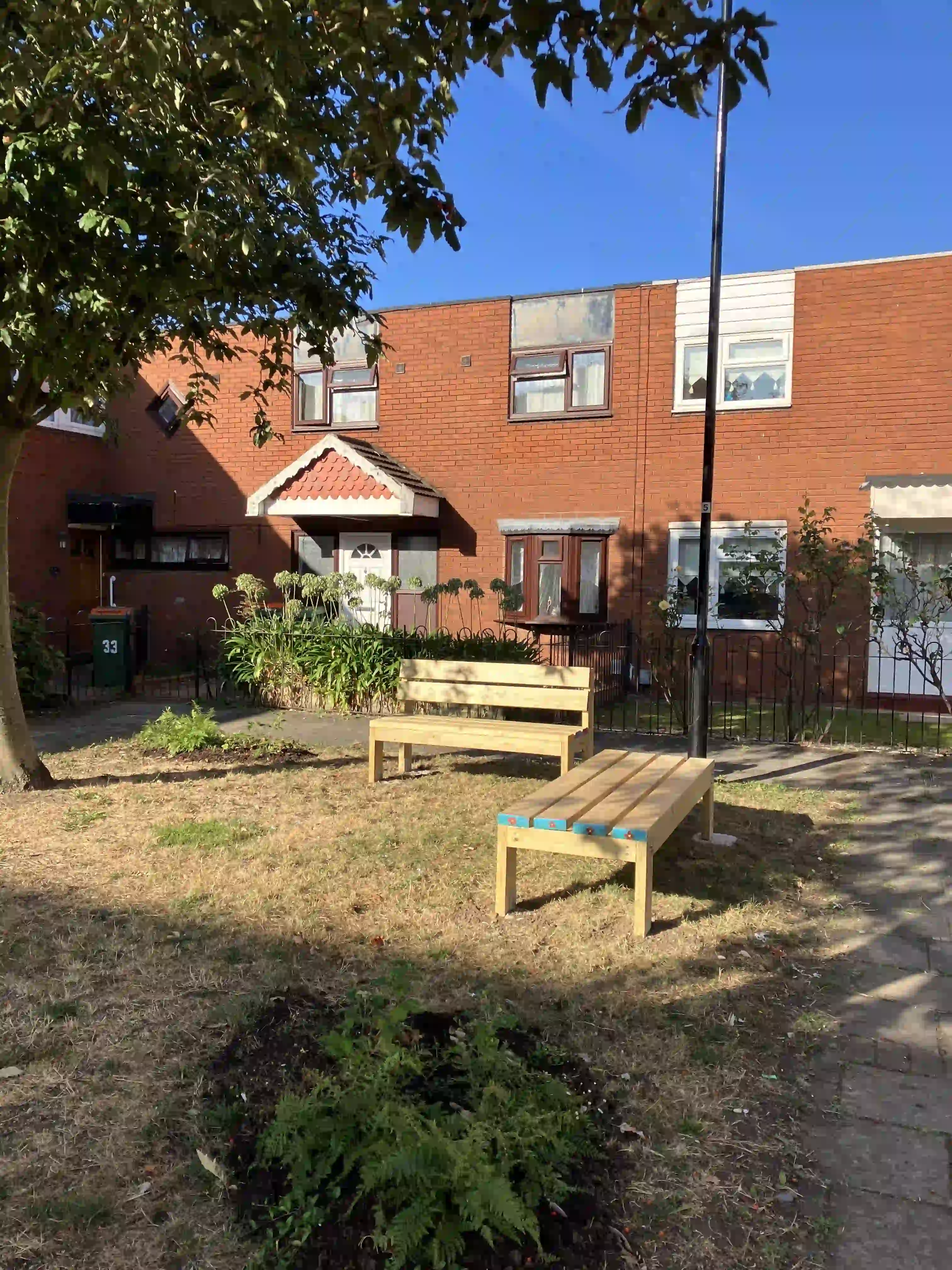 Two benches and homes